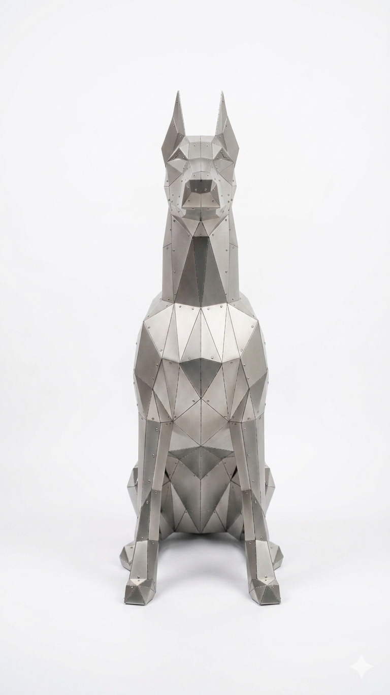 Doberman Zemin Heykeli - Silver / M
